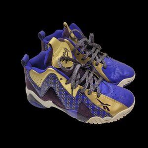 Reebok Kamikaze 2 II Mens Size 6.5 Plaid Purple Gold Violet Mid Sneakers